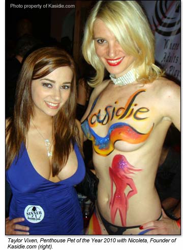 Taylor Vixen, Penthouse Pet of the Year 2010 with Nicoleta, Founder of Kasidie.com (right).